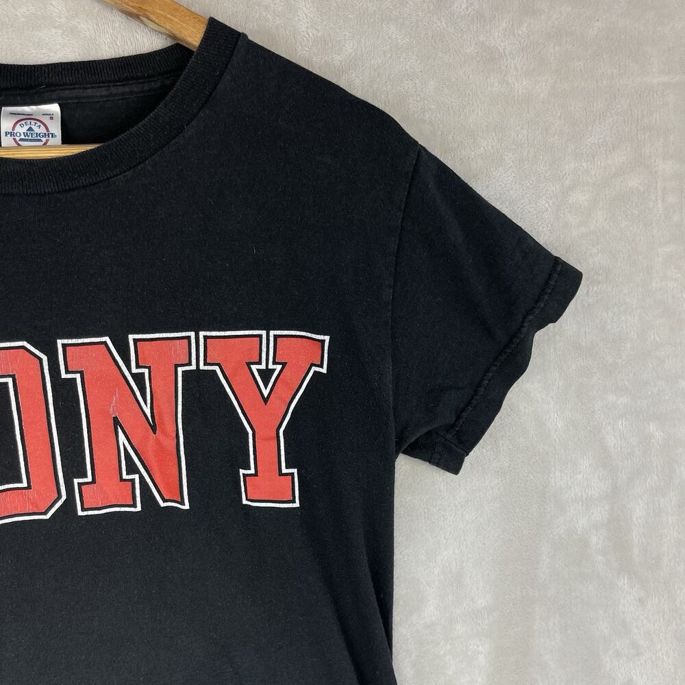Vintage FDNY T Shirt Delta Pro Weight Black Faded NYC Fire Dept Small Grungecore - Picture 3 of 11